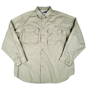 ExOfficio Shirt Mens L Insect Shield Long Sleeve Hiking Fishing Palm Green